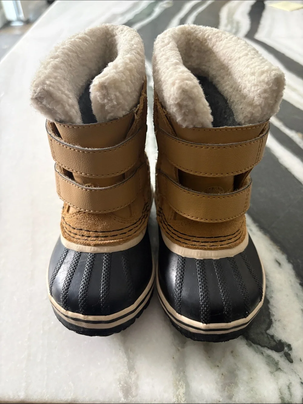 Sorel Kids Tan and Black Cozy Sherpa-Trim Snow Boots